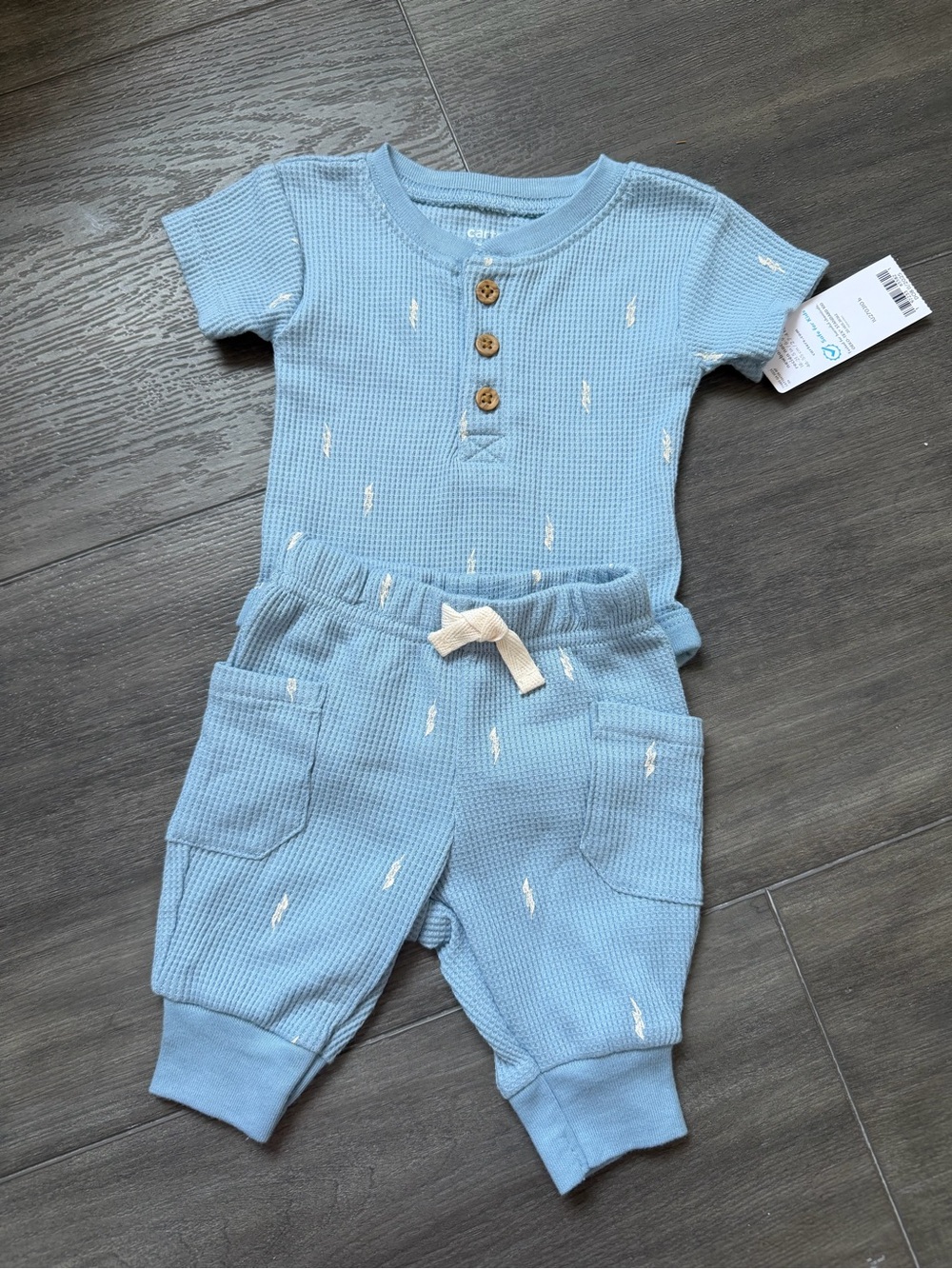 Carter's Light Blue Waffle Knit Newborn Two-Piece Set